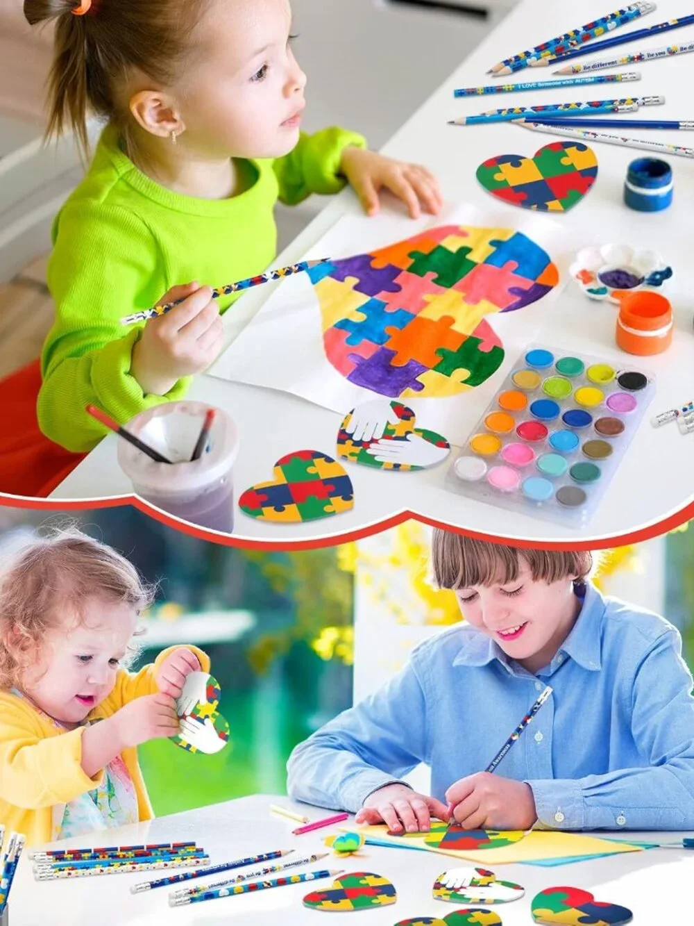 24 Pcs Autism Awareness Pencils and Sticky Note Pads Autism Awareness Theme Gift